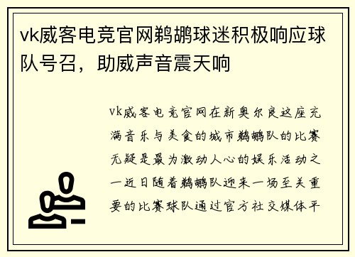 vk威客电竞官网鹈鹕球迷积极响应球队号召，助威声音震天响